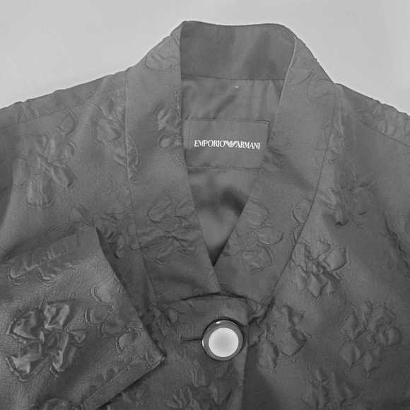 Emporio Armani Womens Black Floral Jacquard Single Button Crop Jacket Size 44 - Picture 1 of 12